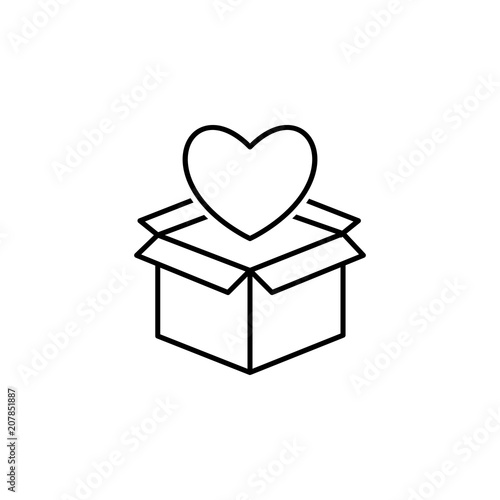 box with a heart outline icon. Element of logistic icon for mobile concept and web apps. Thin line box with a heart outline icon can be used for web and mobile