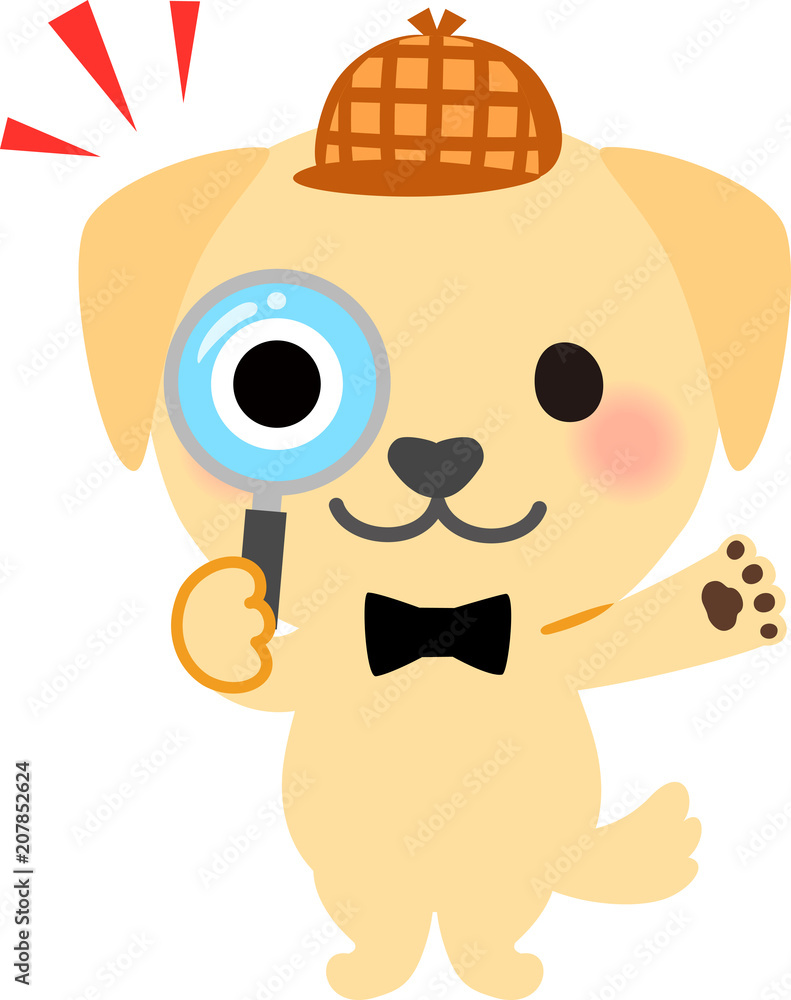 虫眼鏡を覗く犬の探偵 Stock Vector Adobe Stock