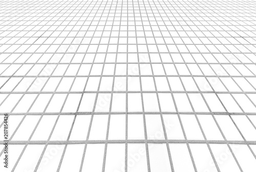 Outdoor white Mosaic tile floor background and texture..