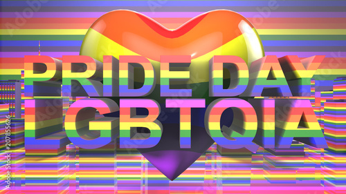 Pride Day LGBTQIA Gay Pride LGBT Mardi Gras graphic title 3D render