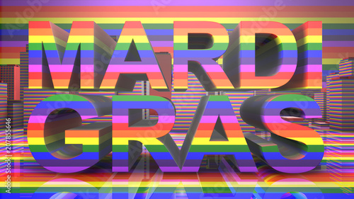 Mardi Gras Gay Pride LGBT Community graphic title 3D render