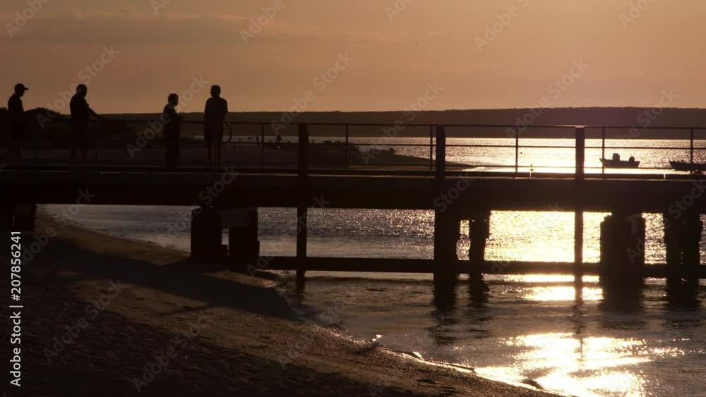 A full shot of silhouette people on the beach A full shot of silhouette people on the beach