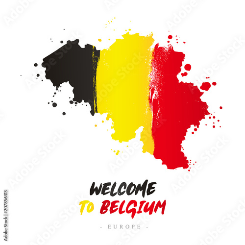 Welcome to Belgium. Flag and map of the country