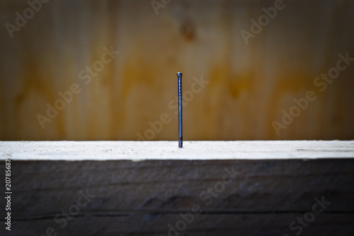 Nail on wooden floor
