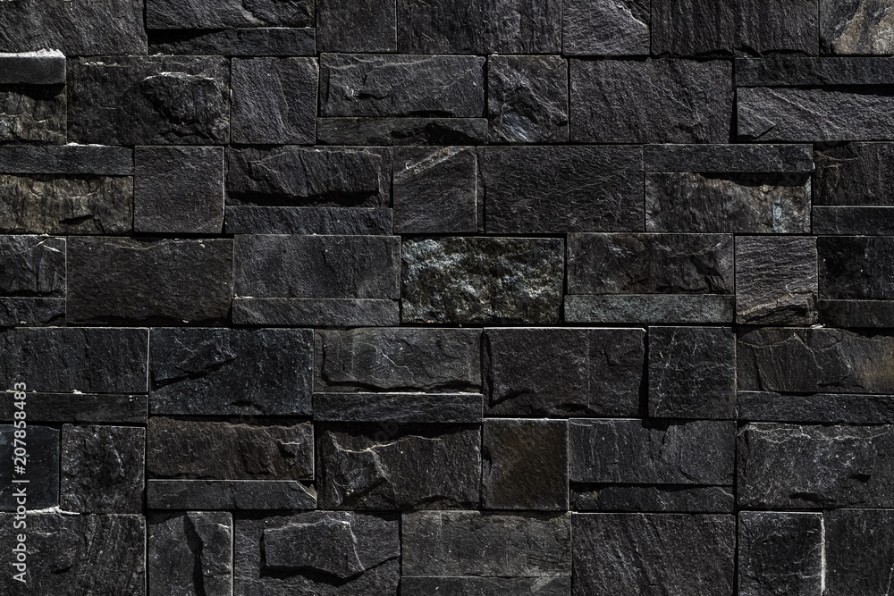 Obraz premium Black stone wall seamless background