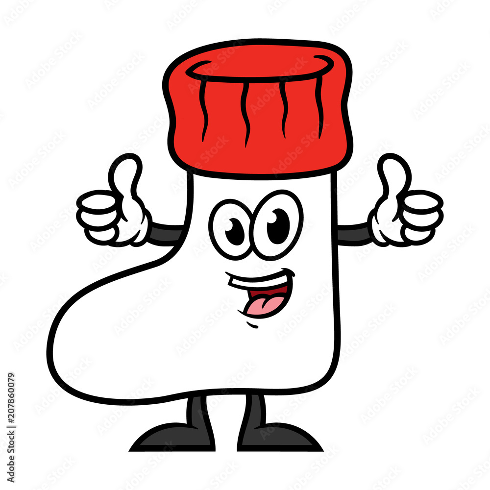 Cartoon Sock Character Giving Thumbs Up Cartoon Sock Character Giving Thumbs Up