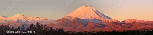 Ngauruhoe volcano at winter sunset, Tongariro National Park, New Zealand