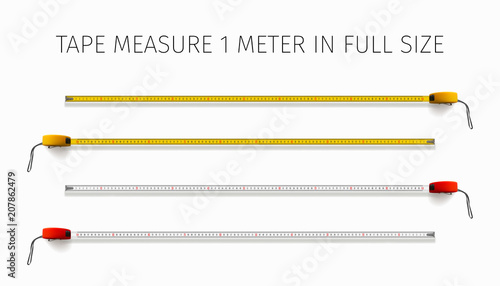 Tape measure. Yellow and red roulette 1 meter in real size