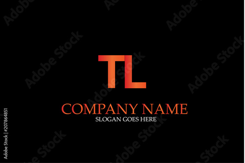 Abstract Letter TL Red Color Vector Logotype Template.
