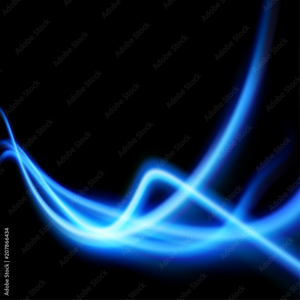 Obraz premium Perspective speed futuristic light ray waves over black background