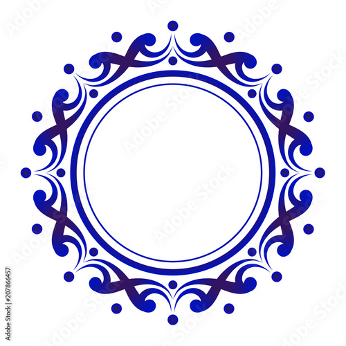 blue and white floral decorative round