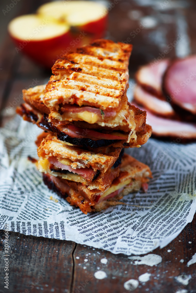 Ham and Cheese Baked Eggs in Toast. for a breakfast Ham and Cheese Baked Eggs in Toast. for a breakfast