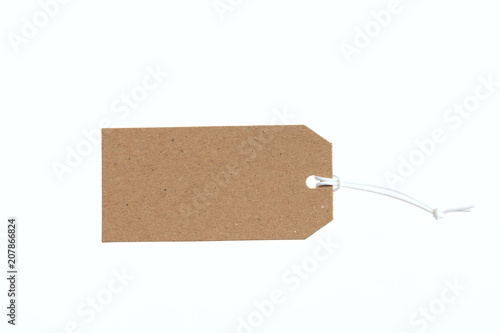 Beige recycled tag isolated on a white background