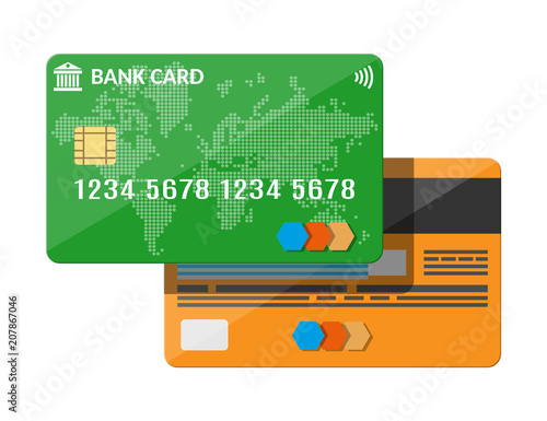 Bank card, credit card template.