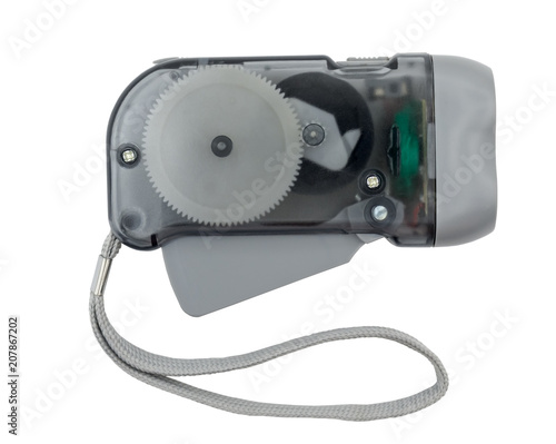 Canvas Print Led flashlight with manual recharging on white