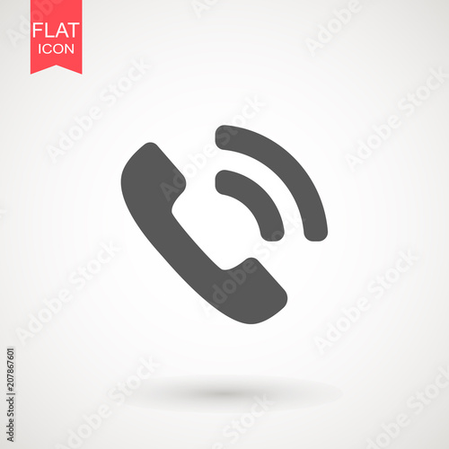 Phone icon in trendy flat style isolated on grey background. Handset icon with waves. Telephone symbol for your design, logo, UI. Vector illustration, EPS10