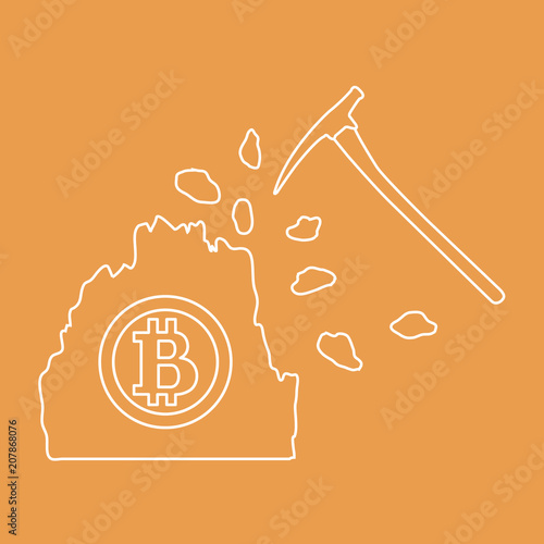 Mining of bitcoins. Digital currency.