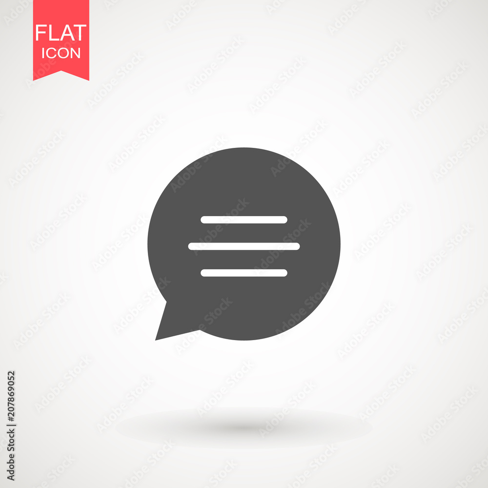 Speech bubble icon. Chat Flat vector. Comment icon. ON white background. Speech bubble icon. Chat Flat vector. Comment icon. ON white background.