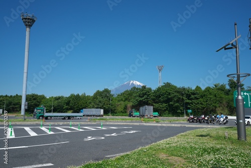 Tokyo,Japan-June 3, 2018: Tomei Expressway Ashigara Rest Area. We can enjoy a view of Mt. Fuji from this site on a fine day.
