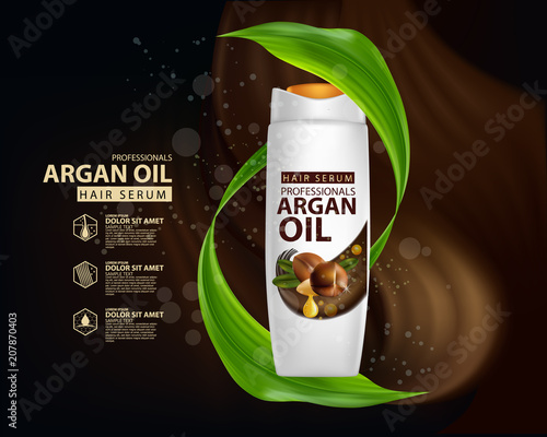 argan oil hair care protection contained in bottle background 3d illustration