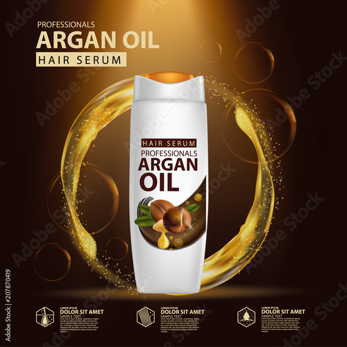 argan oil hair care protection contained in bottle background 3d illustration