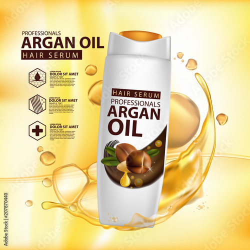 argan oil hair care protection contained in bottle background 3d illustration