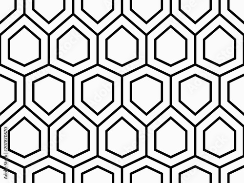 Abstract geometric pattern with hexagons, technology concept. Monochrome ornament. isolated on white background