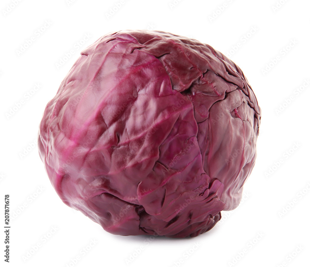 Whole ripe red cabbage on white background Whole ripe red cabbage on white background