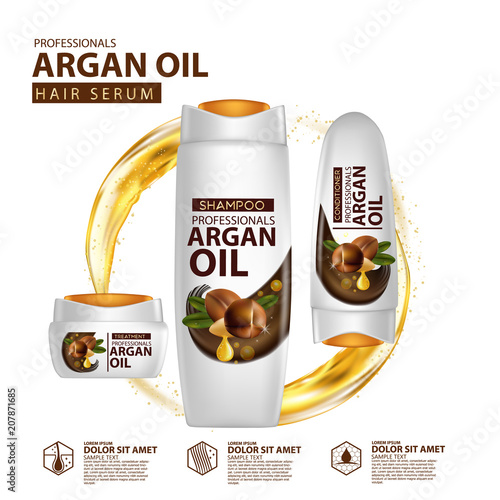 argan oil hair care protection contained in bottle background 3d illustration