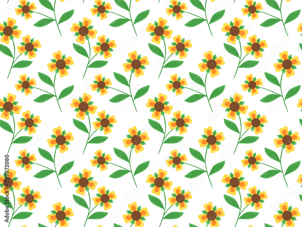 yellow Flower seamless pattern with white background