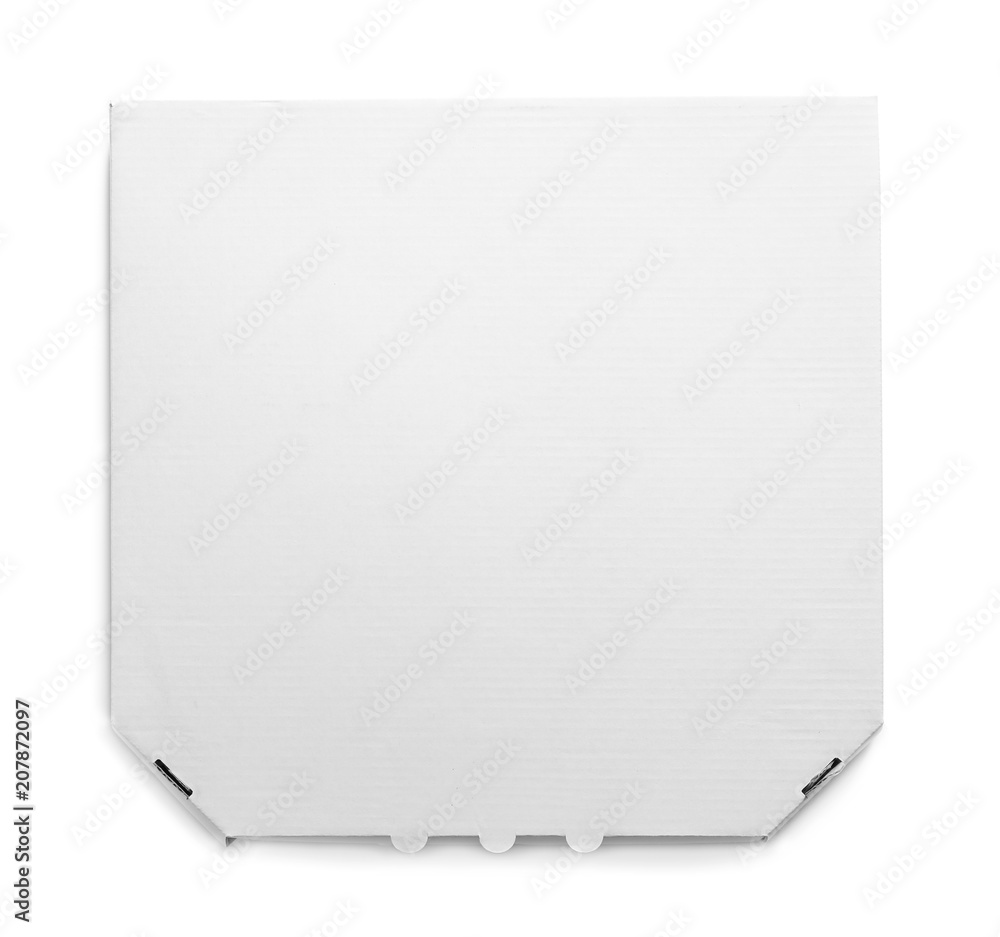 Mockup of cardboard pizza box on white background Mockup of cardboard pizza box on white background