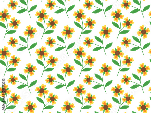 yellow Flower seamless pattern with white background