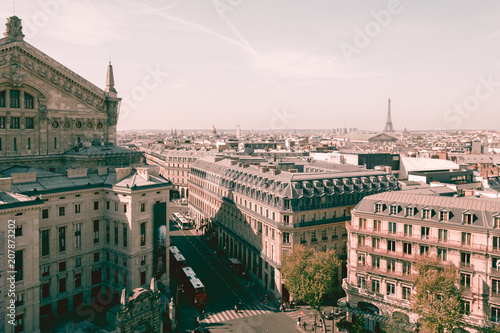 Cityscape view on  beautiful buildings and Eiffel tower © tbralnina