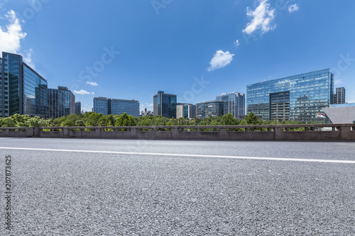 Photography Empty Road with modern business office building