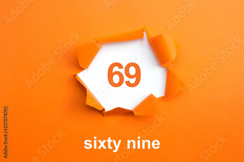Number 69 - Number written text sixty nine photo