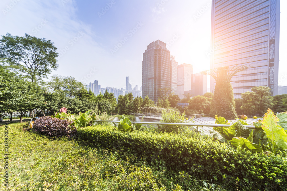 Fototapeta premium modern building and beautiful park, china.