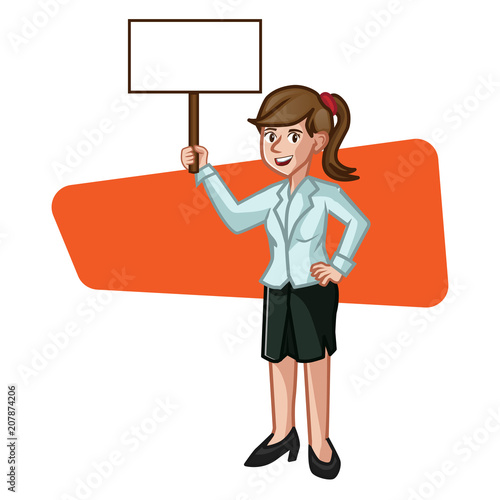 Business Woman Holding a Sign Vector