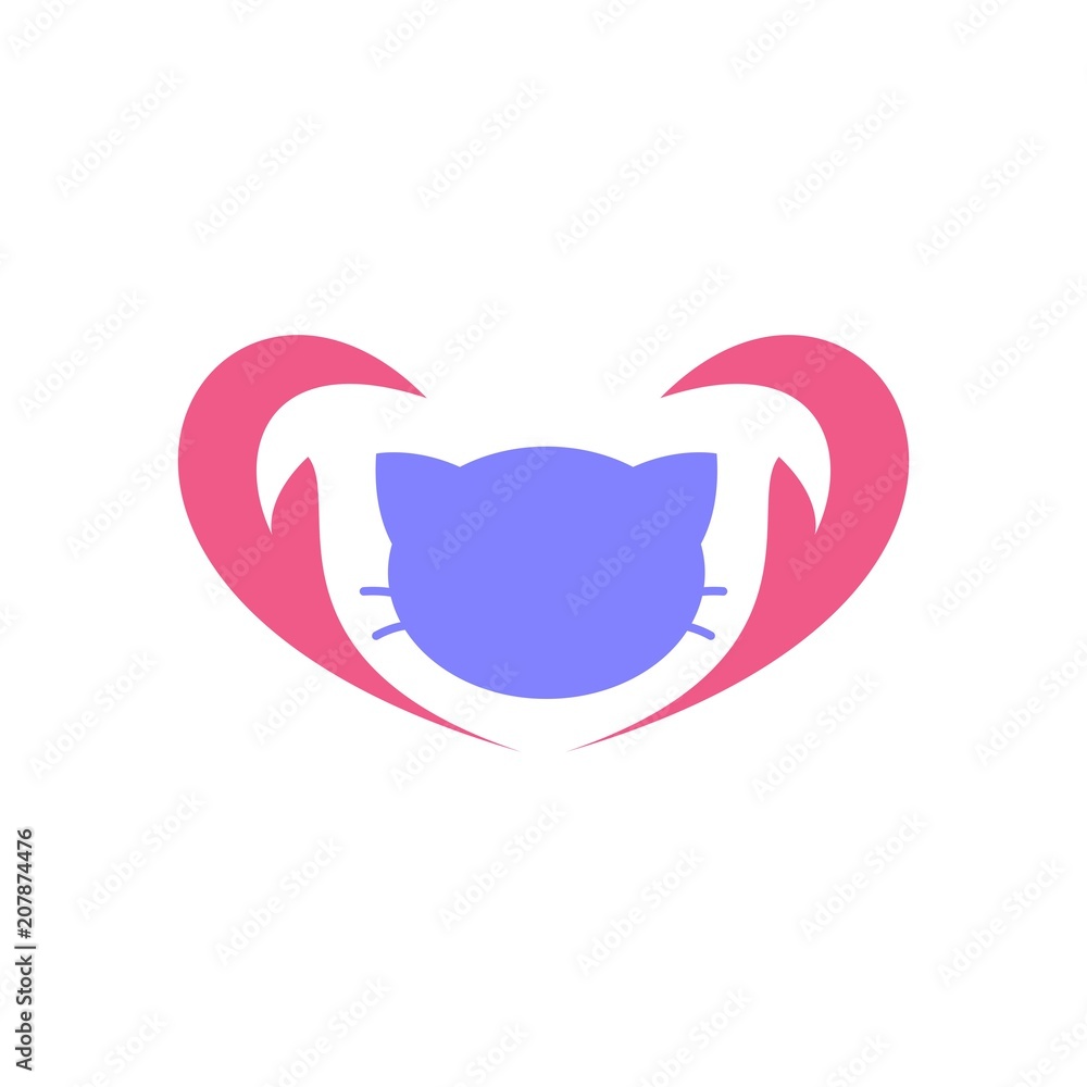 Cat care logo design template concept Cat care logo design template concept