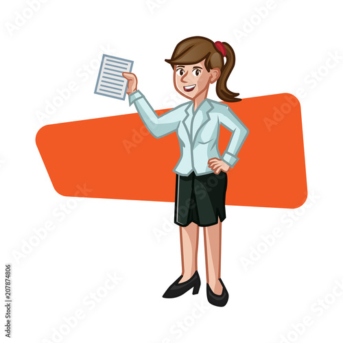 Business Woman holding Paper Vector