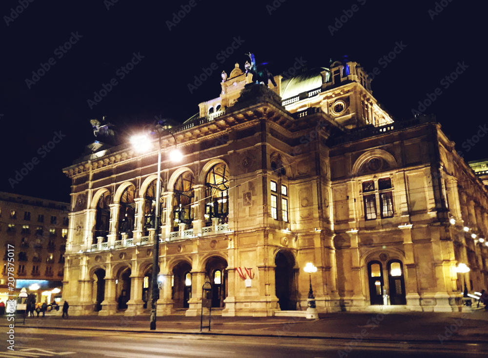 Vienna, Austria - December 16, 2017: Vienna State Opera House (Staatsoper) at night