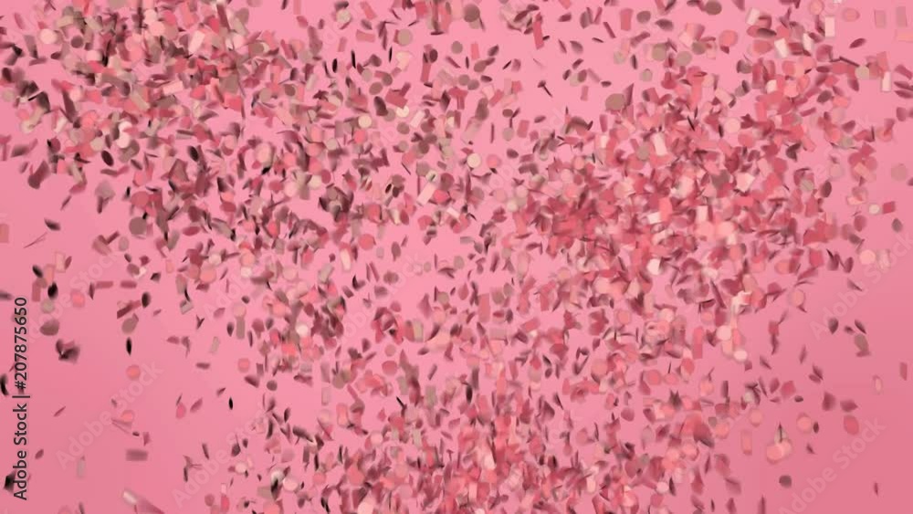 Funny pastel pink or rose gold confetti explosion and fall down. Green screen animation footage. Funny pastel pink or rose gold confetti explosion and fall down. Green screen animation footage.