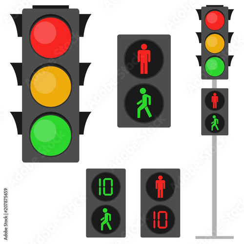 Traffic lights, traffic lights for pedestrians. Pedestrian traffic light.