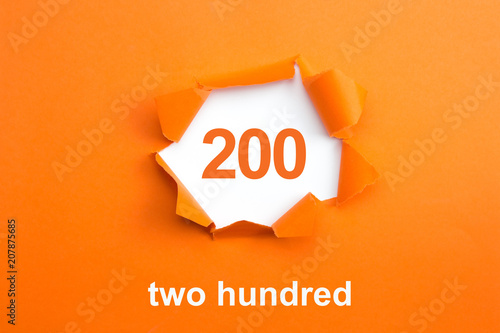 Number 200 - Number written text two hundred