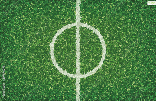 Soccer football field background with center line area. Vector.