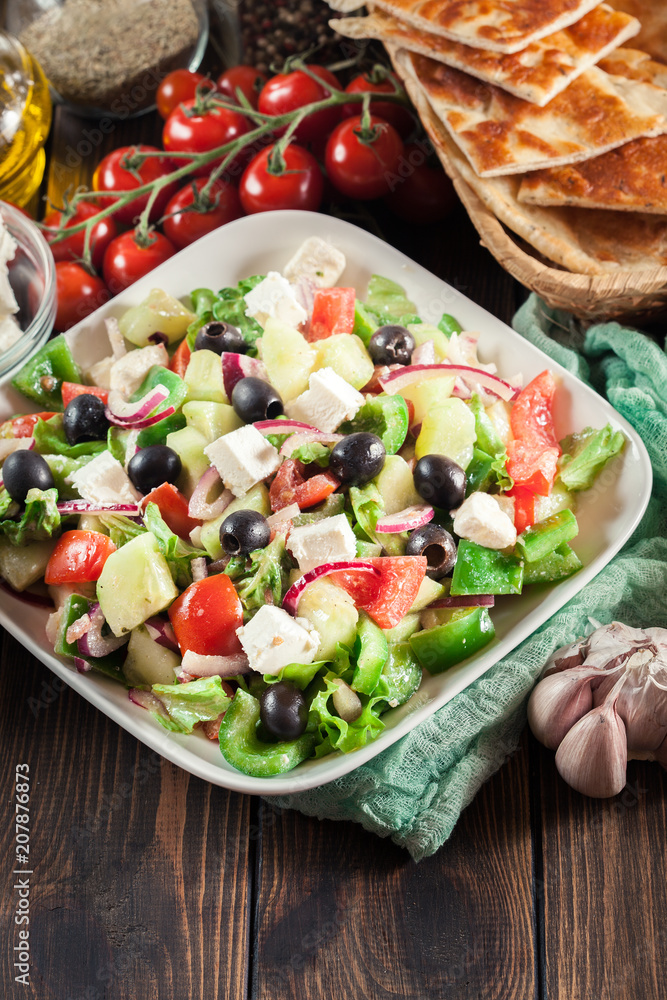 Greek salad with fresh vegetables Greek salad with fresh vegetables