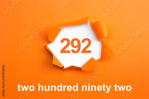 Number 292 - Number written text two hundred ninety two