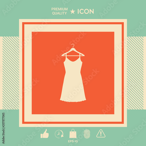 Sundress, Evening dress, combination or nightie on the wardrobe hanger , the silhouette. Menu item in the web design