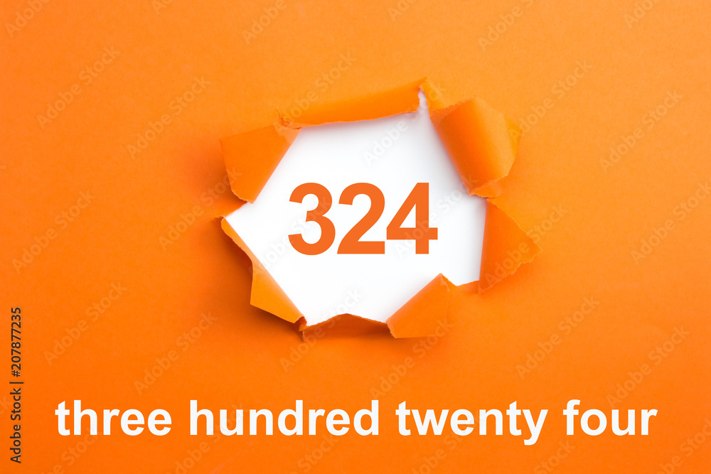 Number 324 - Number written text three hundred twenty four