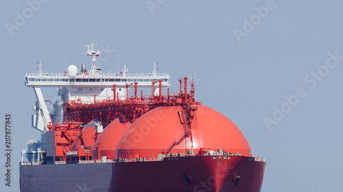 LNG TANKER - A big red ship on the sea