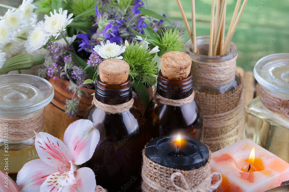 SPA accessories for massage in a composition on a light background SPA accessories for massage in a composition on a light background